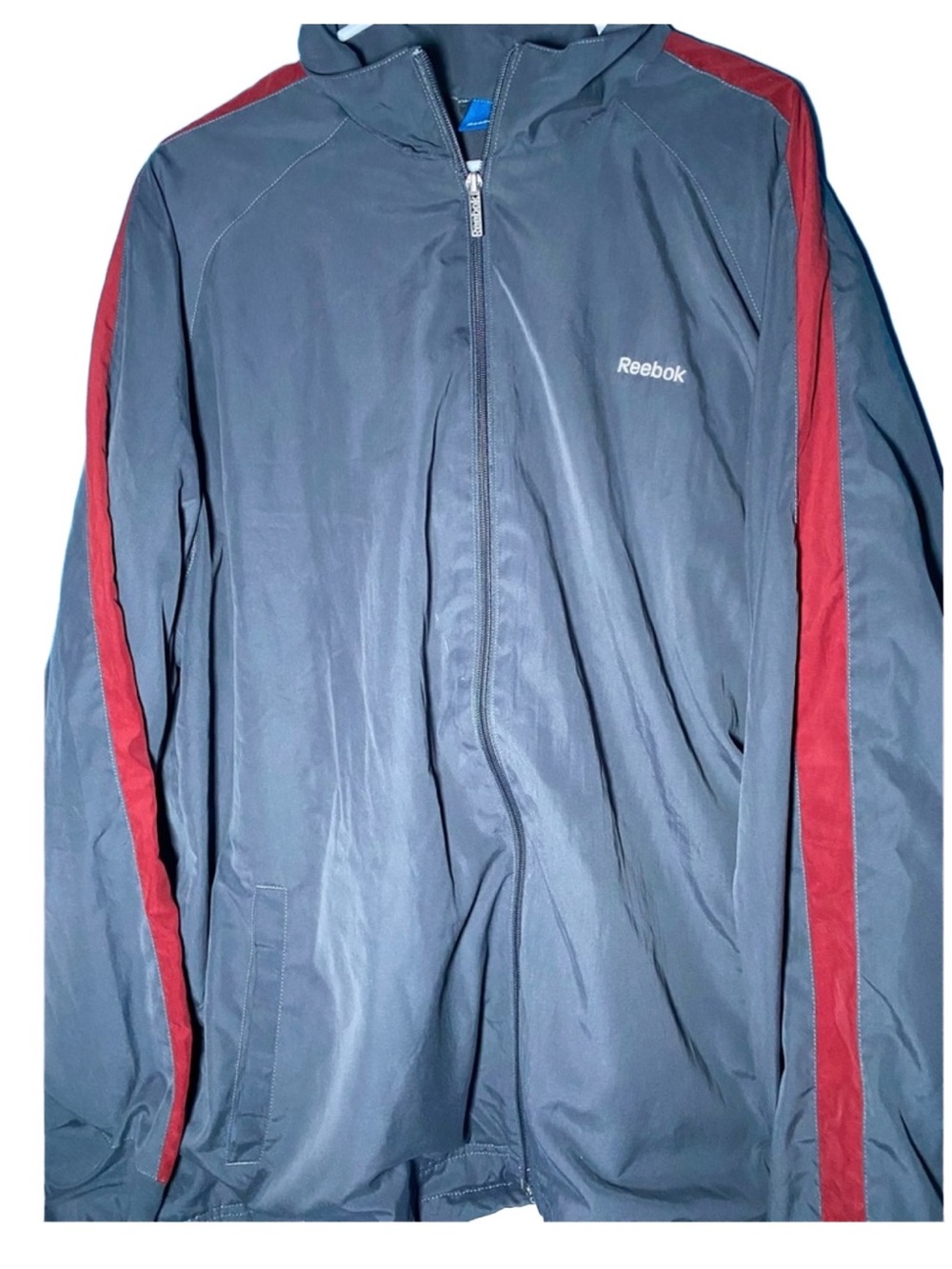 Reebok Jacket Men Red/Gray Lining Windbreaker Full Zip XL